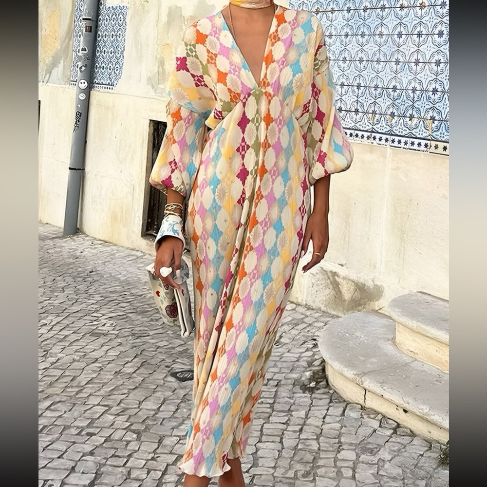 Commense Colorful Geometric Maxi Dress